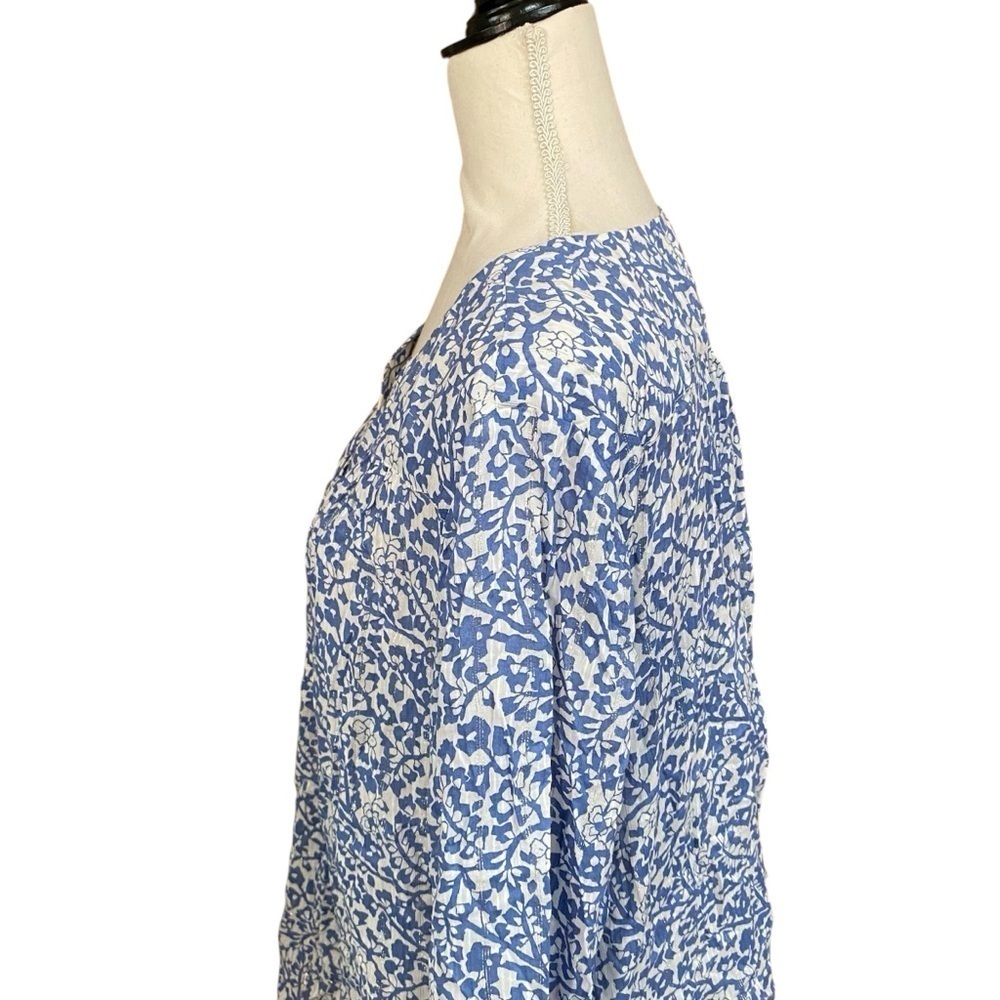 Maison 123 Loana Floral Metallic Blouse French 46 US XL Blue White - Picture 10 of 16